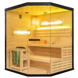 Sauna finlandeza cu temperatura inalta si soba Harvia 6kW pentru 4-5 persoane Lark 150 x 150 cm - Img 4