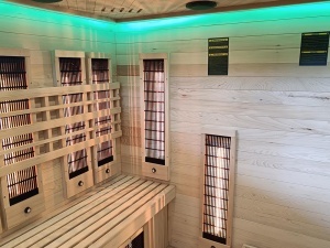 Saună finlandeză și cu infraroșu pentru interior, 150x150x200 cm, încălzitor electric 6 kW, piatră de sare inclusă - Img 5