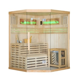 Saună uscată cu soba HARVIA de 6 kW, piatră de sare și izolație de perete MO-EA3CS, 150 x 150 x 200 cm pentru 3 persoane - Img 6
