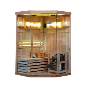 Sauna uscata finlandeza cu temperatura inalta si soba Harvia 3.5kW, Kemi 120 x 120 cm pentru 2 persoane - Img 15