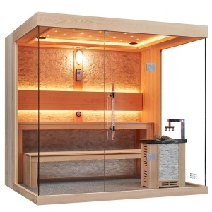 Sauna uscata finlandeza pentru interior MUE-1250 cu soba Harvia 6 kW – 220 x 180 x 210 cm, 4 locuri - Img 18