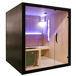 Saună uscată MO-EA4S LUX cu soba Harvia de 8 kW, piatră de sare și izolație de perete 180 x 180 x 200 cm - Img 6
