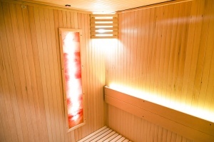 Saună uscată MO-EA4S LUX cu soba Harvia de 8 kW, piatră de sare și izolație de perete 180 x 180 x 200 cm - Img 16