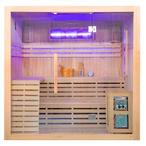 Saună uscată MO-EA4S XL cu soba Harvia 8 KW, piatră de sare și izolație de perete 200 x 180 x 200 cm - Img 4