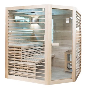 Saună uscată MO-EL4CS cu încălzitor Harvia de 8 kW, piatră de sare și izolație de perete 180 x 180 x 200 cm - Img 9