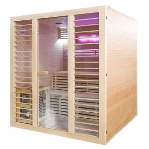 Saună uscată MO-EL4S cu soba Harvia 8 kW, piatră de sare și izolație de perete 180 x 180 x 200 cm - Img 10