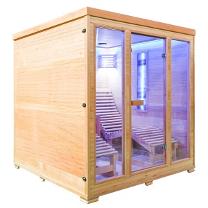 Saună uscată MO-EL5S-L cu aragaz Harvia 8 kW, șezlonguri, piatră de sare și izolație 180 x 180 x 190 cm - Img 8