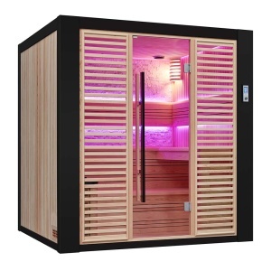 Sauna uscata traditionala finlandeza MUE-1402 cu soba Harvia 6kW, piatra decorativa, 200 x 170 x 210 cm - Img 21