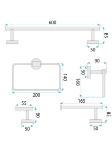 Set accesorii pentru baie GRID Black 4 piese - Img 6