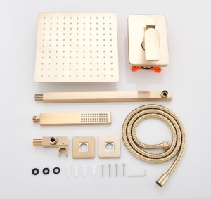Set baterie PRO6 incastrata in perete cu doua functii, Gold Mat - Img 2