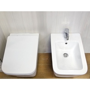Set Bideu si Vas WC GEBERIT, ceramica sanitara, Vas WC IMPERIA PARIS RIMLESS + Bideu +Capac Soft-Close Inclus SLIM PREMIUM+Cadru+Clapeta - Img 2