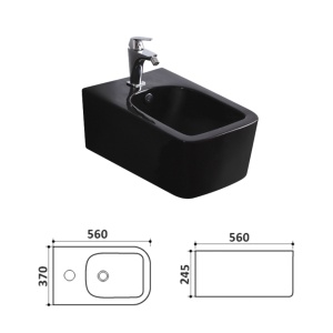Set Bideu si Vas WC PRO CUBIC RIMLESS, montaj suspendat, ceramica sanitara, Capac Soft-Close inclus, Negru - Img 7