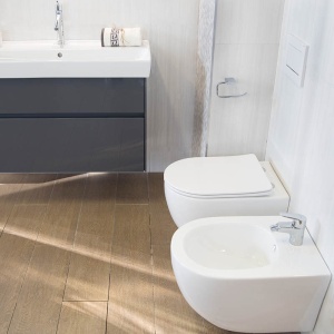 Set Bideu si Vas WC PRO GEBERIT, ceramica sanitara, Vas WC SONET RIMLESS + Bideu + Capac Soft-Close Inclus SLIM PREMIUM + Cadru + Clapeta - Img 3