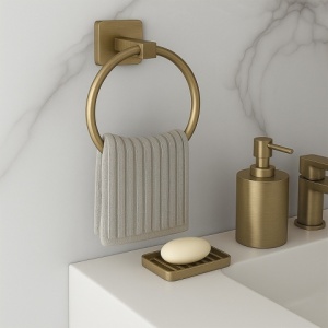 Set de accesorii pentru baie 6 in 1 DYLAN Auriu Periat - Img 3