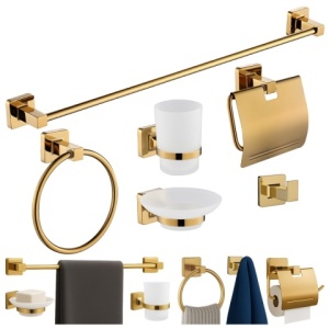 Set de accesorii pentru baie 6 in 1 DYLAN Auriu - Img 15