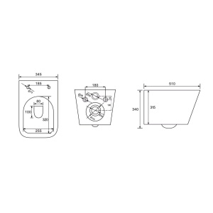 Set GEBERIT Vas WC IMPERIA RIMLESS + Capac Soft-Close SLIM Inclus + Cadru + Clapeta, Montaj Suspendat, Ceramica Sanitara, Negru Mat - Img 4
