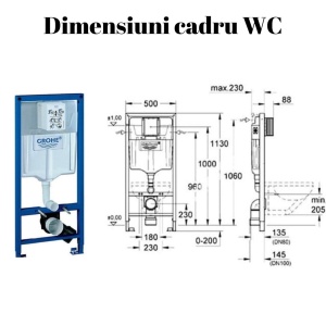 Set GROHE Bideu si Vas WC IMPERIA RIMLESS+Capac Soft-Close Inclus SLIM PREMIUM+Cadru+Clapeta, Ceramica sanitara, Negru mat - Img 5