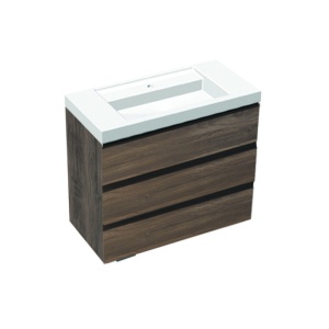Set mobilier baie stativ cu lavoar Kolpasan Harmony dark oak 100 cm 3 sertare