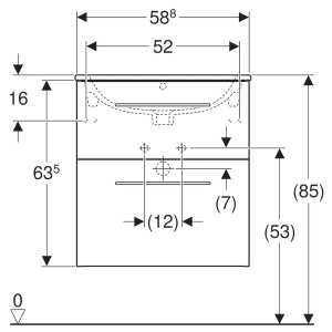 Set mobilier baie suspendat cu lavoar Geberit Selnova Square 60 x 48 cm 2 sertare nuc american - Img 3