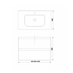 Set mobilier baie suspendat Gala Daily antracit lucios 60 x 46 x 56.5 cm cu lavoar - Img 2