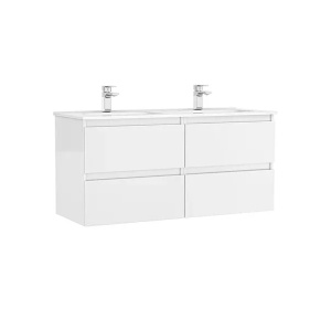 Set mobilier suspendat cu lavoar Gala Daily alb lucios 120 x 46 x 56.5 cm cu 4 sertare