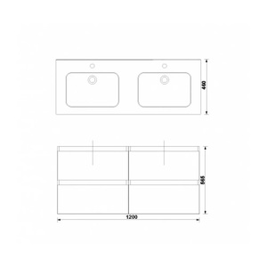 Set mobilier suspendat cu lavoar Gala Daily alb lucios 120 x 46 x 56.5 cm cu 4 sertare - Img 2