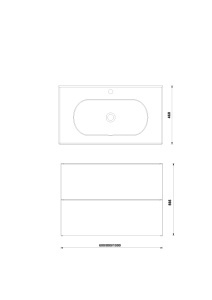 Set mobilier suspendat Gala Shona alb mat 80 x 46 x 56.5 cm cu lavoar Klea - Img 2