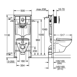 Set rezervor WC Grohe Solido Perfect 4 in 1 si clapeta crom Skate Air plus vas WC cu capac softclose - Img 2