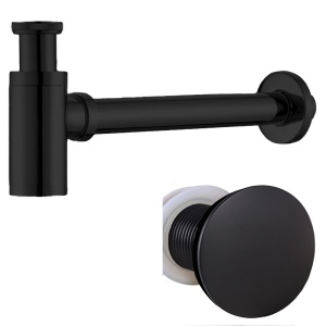SET SIFON LAVOAR METAL MIKE-BL + DOP CLICK-CLACK NEGRU MAT - Img 1