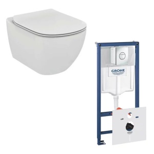 Set vas wc Ideal Standard Tesi AquaBlade cu capac soft close si rezervor Grohe cu clapeta Nova Cosmopolitan - Img 1