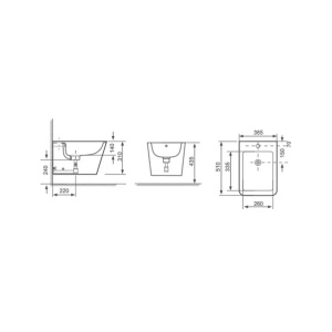 Set vas WC suspendat cu capac softclose si bideu Fluminia Paris alb - Img 2