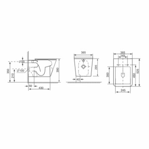 Set vas WC suspendat Fluminia Paris rimless si capac softclose negru mat - Img 3