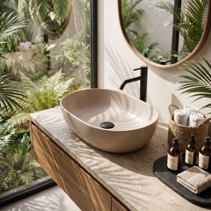 Set Vas WC Suspendat Focus + Lavoar pe Blat Rea Focus Taupe - Img 5