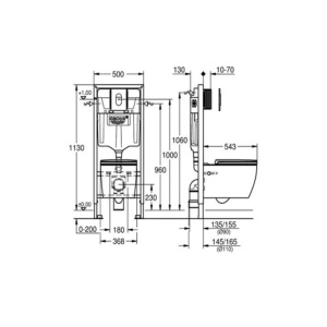 Set vas WC suspendat Grohe Bau Ceramic Rimless alb cu capac, clapeta si rezervor incastrat - Img 10