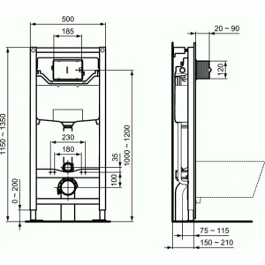 Set vas wc suspendat Ideal Standard Tesi AquaBlade cu capac inchidere lenta si rezervor Ideal Standard Prosys - Img 2
