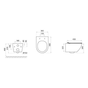 Set vas WC suspendat rimless cu capac Spectrum Trendi Slim 36.5 x 49 cm alb-auriu - Img 4