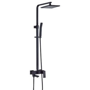 Sistem Complet De Dus PRO Black, Montaj Pe Perete, Para Patrata Tip Ploaie 20x20 Cm, 3 Functii De Curgere A Apei, Finisaj Negru Mat - Img 4