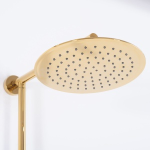Sistem Complet De Dus REA ALDI GOLD, Montaj Pe Perete, Para Rotunda Tip Ploaie 25x25 Cm, 3 Functii De Curgere A Apei, Finisaj Auriu - Img 2