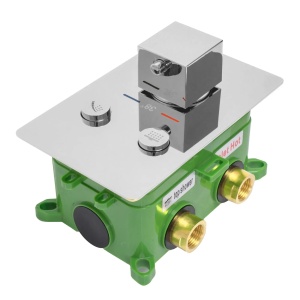 Sistem Complet De Dus REA FENIX DAVIS CHROM + Termostatic, BOX, Montaj In Perete, Para Patrata Tip Ploaie 30 x 30 Cm, 2 Functii De Curgere A Apei, Crom - Img 2