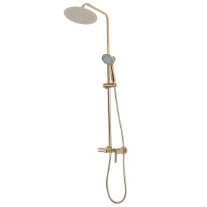 Sistem Complet De Dus REA ROGER GOLD, Montaj Pe Perete,Para Rotunda Tip Ploaie 25x25 cm, 2 Functii De Curgere A Apei, Finisaj GOLD - Img 6
