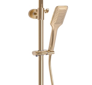 Sistem Complet De Dus REA TOM Montaj Pe Perete, Para Dreptunghiulara Tip Ploaie 25 x 17 Cm, 2 Functii De Curgere A Apei, Inaltime 120 cm, Auriu - Img 3