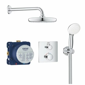 Sistem de dus Grohe Grohtherm Tempesta 210 incastrat cu baterie patrata - Img 1