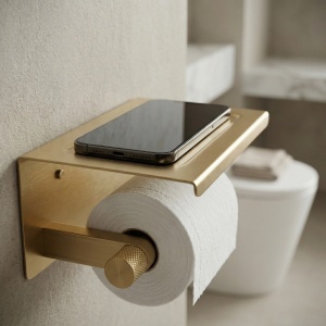 Suport pentru hârtie igienică cu poliță 39105A Rea ORI Brush Gold - Img 4