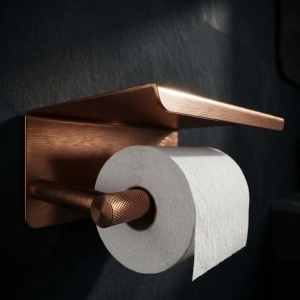 Suport pentru hârtie igienică cu poliță Rea 6613 Modern Copper Brush - Img 6