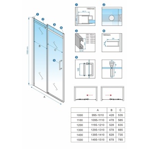 Usa de dus culisanta pentru nisa ZES-KZ09B-110 cu rame cromate, 105 - 110 cm - Img 13