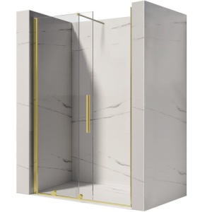 Usa de dus culisanta Veldman Lima profil auriu lucios, sticla securizata 8 mm, 120 x 195 cm - Img 5