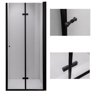 Usa de dus pliabila SH01A negru mat 80 x 195 cm sticla 6 mm - Img 22
