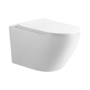 Vas de toaleta suspendat Mizu Tornado White, rimless cu capac din duroplast cu softclose