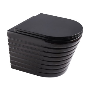 Vas de toaleta WS-W04L-CBK-M suspendat cu caneluri, Negru, 49.5X35.5X32CM