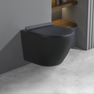 Vas toaleta WC suspendat Mizu Black Matt cu capac din duroplast cu softclose - Img 2